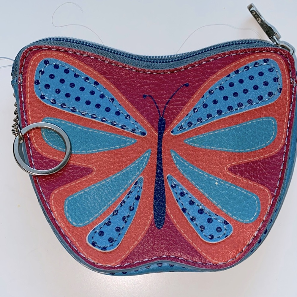 Relic Butterfly Multicolored Leather Coin/Bag Charm EUC
